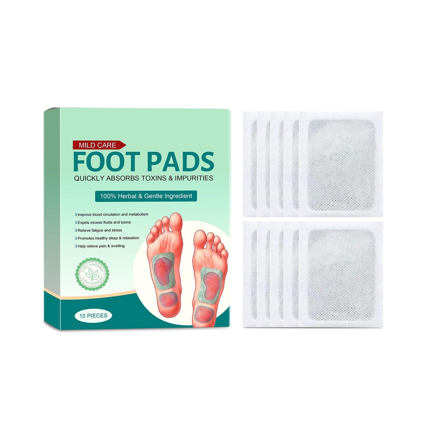 100% Merbal & Gentle Ingredient Detox Foot Pads nt (1 BOX = 20 PATCHES-BUY 1 GET 3 FREE)
